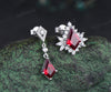 Kite cut ruby asymmetrical earrings drop & stud red gemstone earrings unique mismatched statement jewelry for women