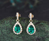 Pear cut emerald earrings diamonds moissanited halo vintage piercing drop earrings May birthstone gifts for women