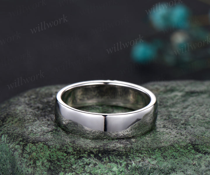 Unique Mens Moss Agate Wedding Band Round Cut Band 5mm Solid Gold Ring Mens Black Onyx Handsome Man Rings Matching Band Ring Gift