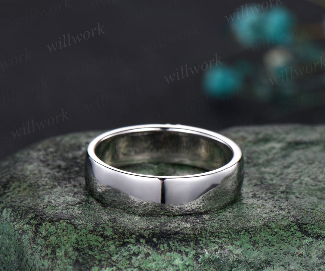 Unique Mens  Emerald Wedding Band Round Cut Band 5mm Solid Gold Ring Mens Black Onyx Handsome Man Rings Matching Band Ring Gift