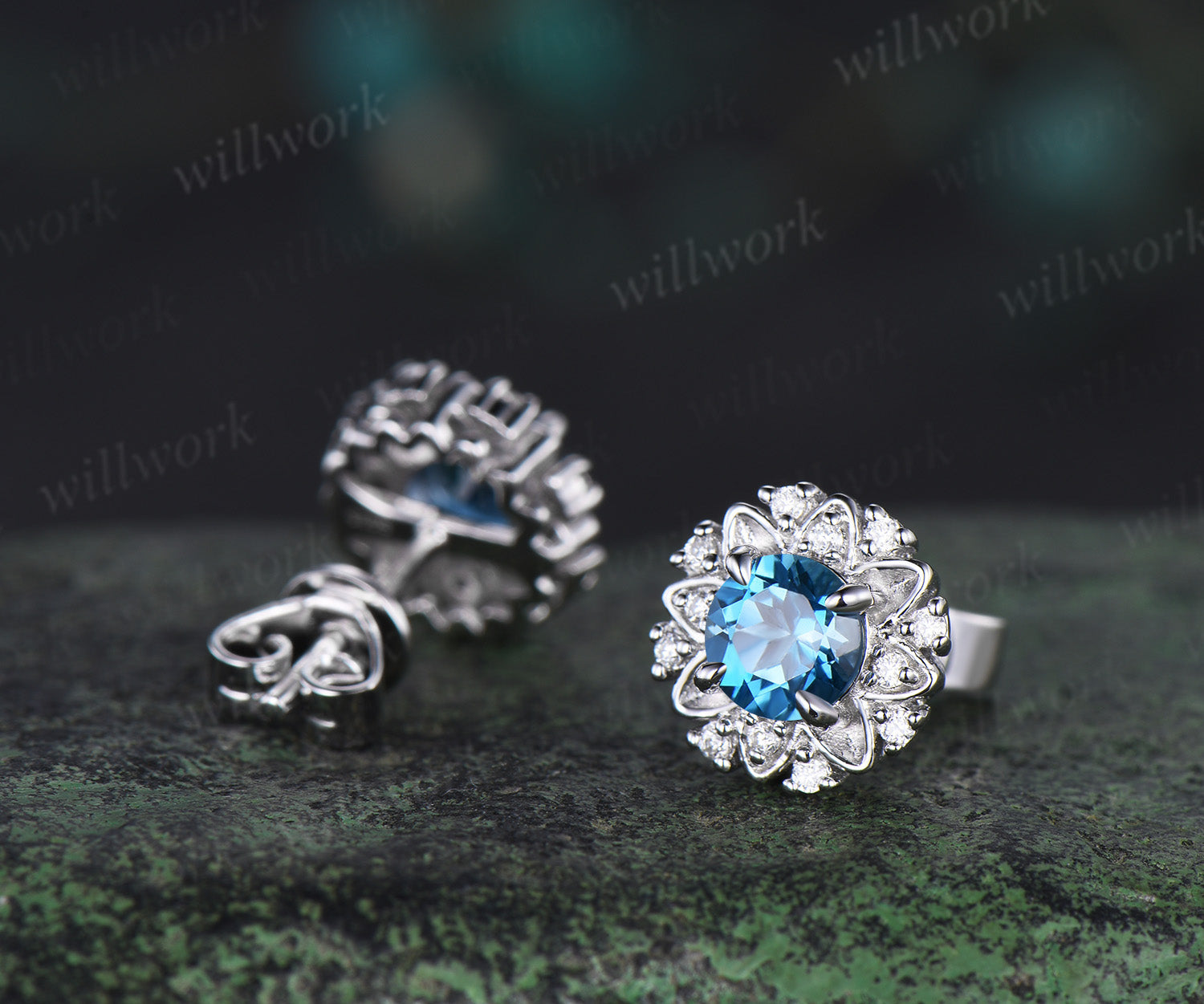 Outlet London Blue Topaz Stud Earrings In Sterling Silver - December Birthstone Jewelry