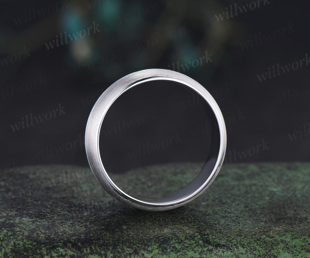 7mm brushed men ring full eternity band dome shaped concave center wedding ring for men