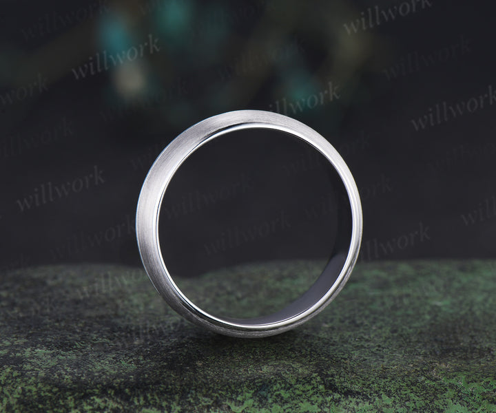 7mm brushed men ring full eternity band dome shaped concave center wedding ring for men