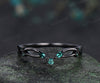 Curved emerald wedding band infinity marquise emerald stackable ring unique black gold wedding band for women