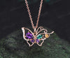 Pear amethyst butterfly necklace vintage emerald citrine filigree pendant elegant 14k rose gold necklace for women jewelry gifts