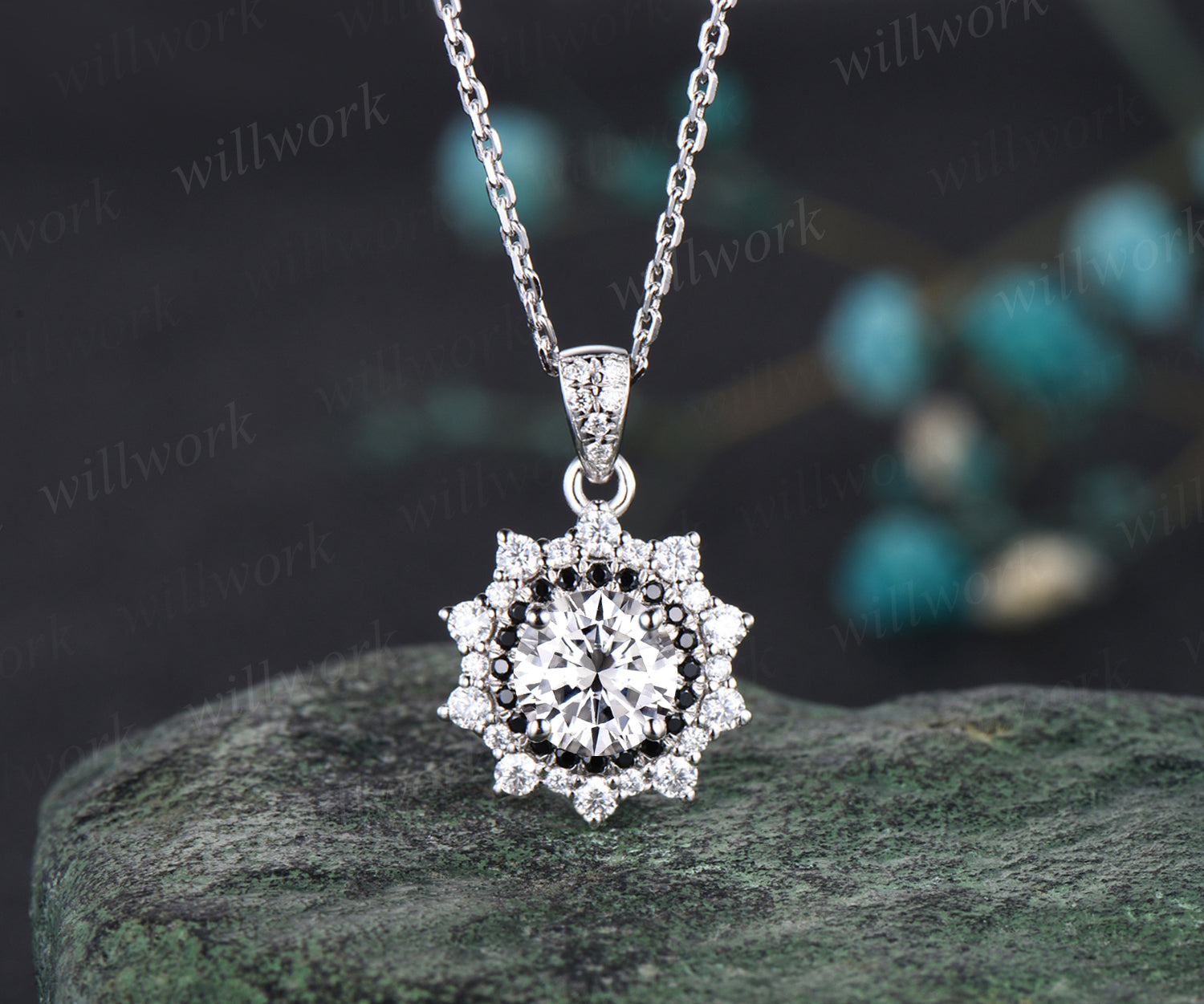 kat pendant - 2 carat ZAYA moissanite necklace, pear shaped bezel pend – J  Hollywood Designs
