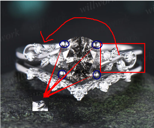 Custom order for Jacob Main(2pc ring set, 10k white gold, ring size US 5)