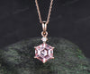 Hexagon Padparadscha sapphire necklace minimalist pink sapphire moissanite pendant necklace birthday anniversary gifts