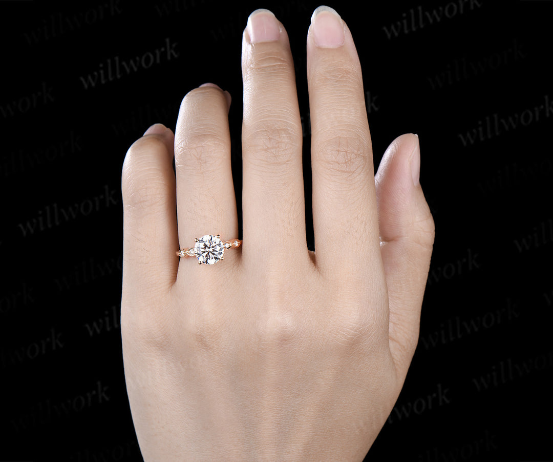2ct round cut moissanite engagement ring classic 4 prongs moissanite five stone promise ring solid 14k yellow gold diamond ring gifts for women