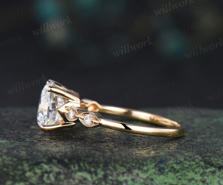 2ct round cut moissanite engagement ring classic 4 prongs moissanite five stone promise ring solid 14k yellow gold diamond ring gifts for women