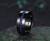 Sapphire mens wedding band 14k black gold 8mm eternity wedding ring anniversary gift for husband