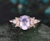 Oval Lavender Amethyst engagement ring retro moon Opal moissanite deco ring 14k yellow gold unique crescent promise ring jewelry gifts