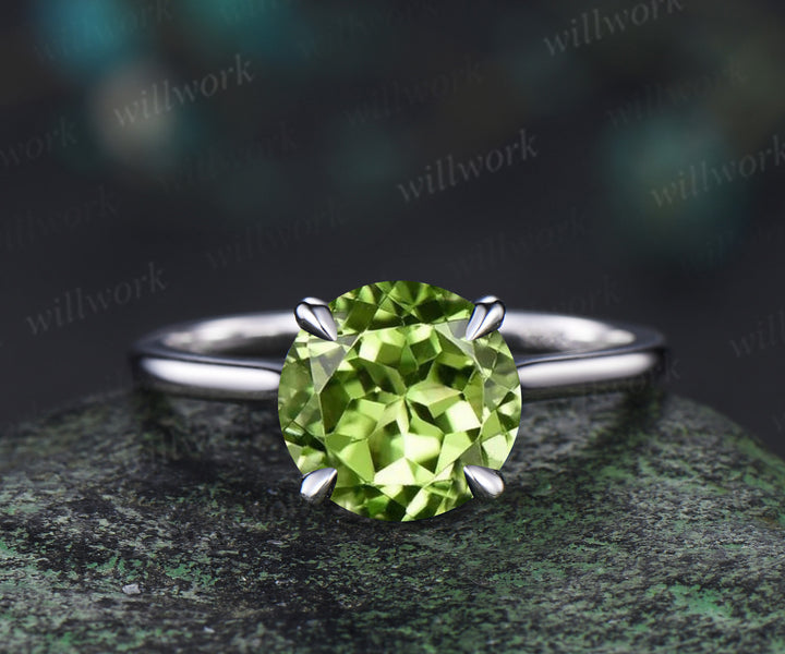 3ct round peridot engagement ring hidden halo diamond wedding ring women 14k white gold