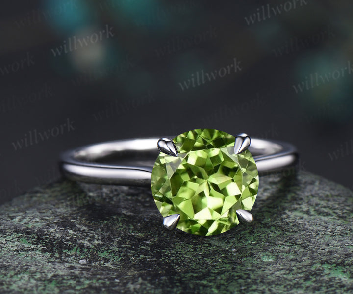 3ct round peridot engagement ring hidden halo diamond wedding ring women 14k white gold