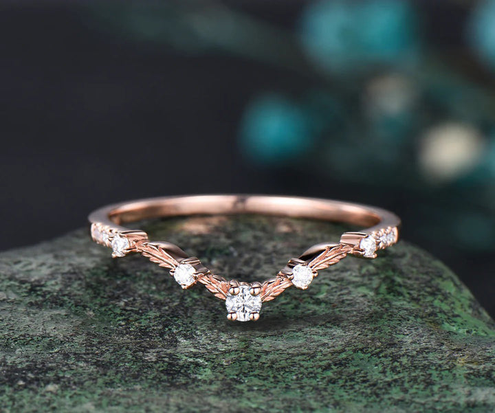 Vintage Oval white opal engagement ring rose gold art deco leaf nature inspired half eternity diamond anniversary ring women gift