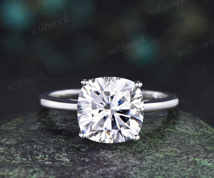 9mm cushion cut moissanite engagement ring classic solitare 4 prong wedding ring for women