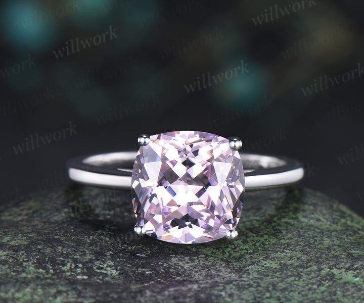 9mm cushion pink cubic zirconia engagement ring solitare wedding ring for women jewelry gifts for her