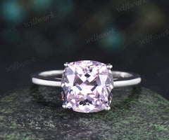 9mm cushion pink cubic zirconia engagement ring solitare wedding ring for women jewelry gifts for her