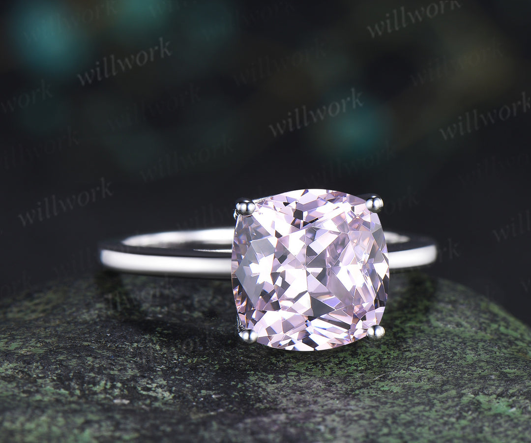 9mm cushion pink cubic zirconia engagement ring solitare wedding ring for women jewelry gifts for her