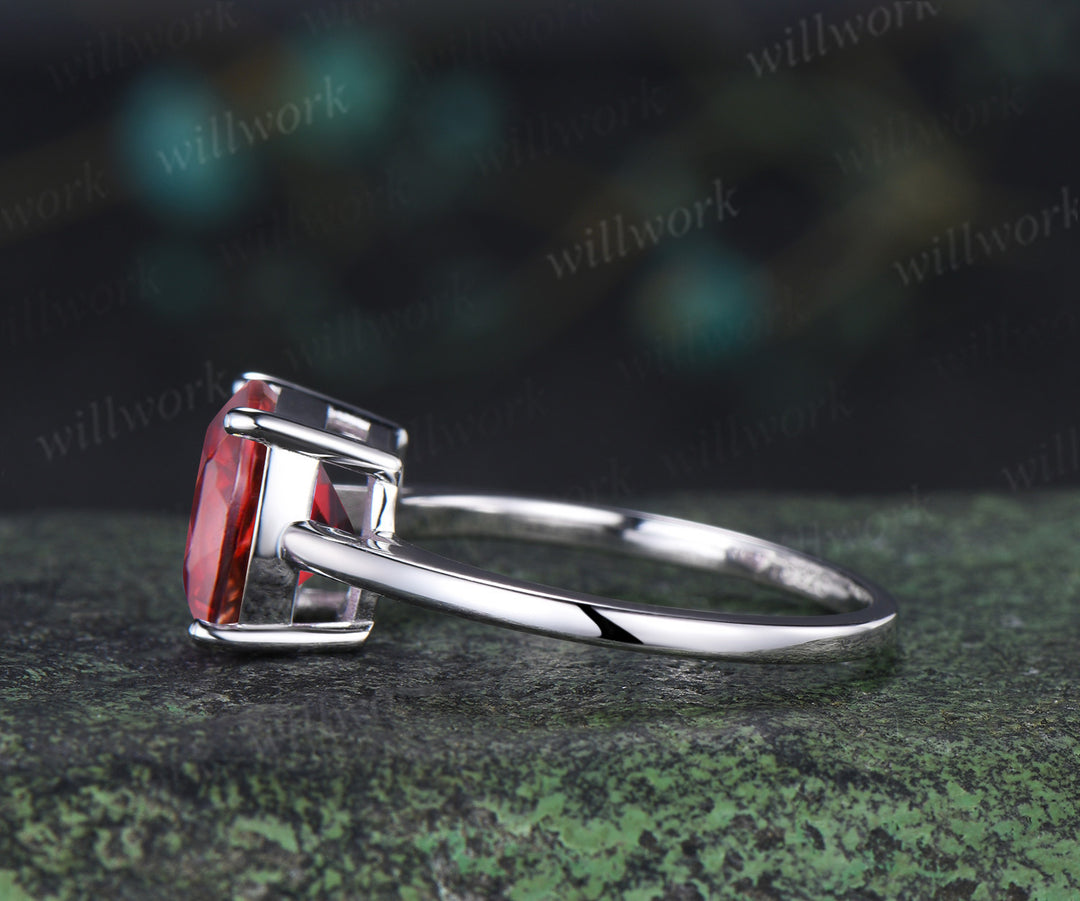 9mm cushion cut garnet engagement ring solitaire January birthstone ring personalized jewelry