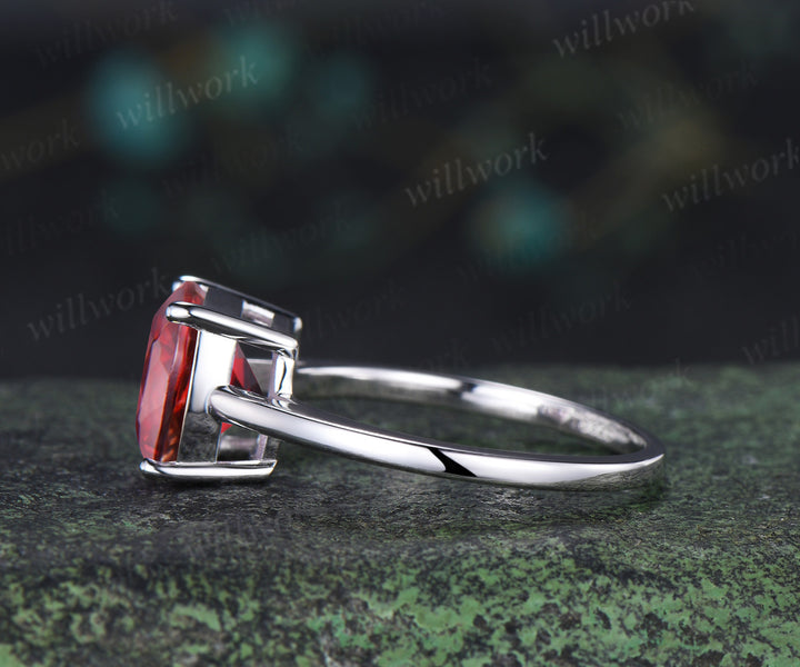 9mm cushion cut garnet engagement ring solitaire January birthstone ring personalized jewelry