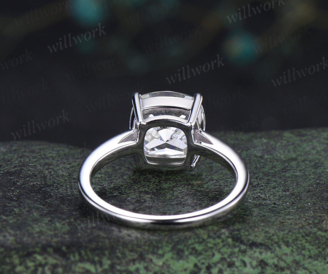 9mm cushion cut moissanite engagement ring classic solitare 4 prong wedding ring for women