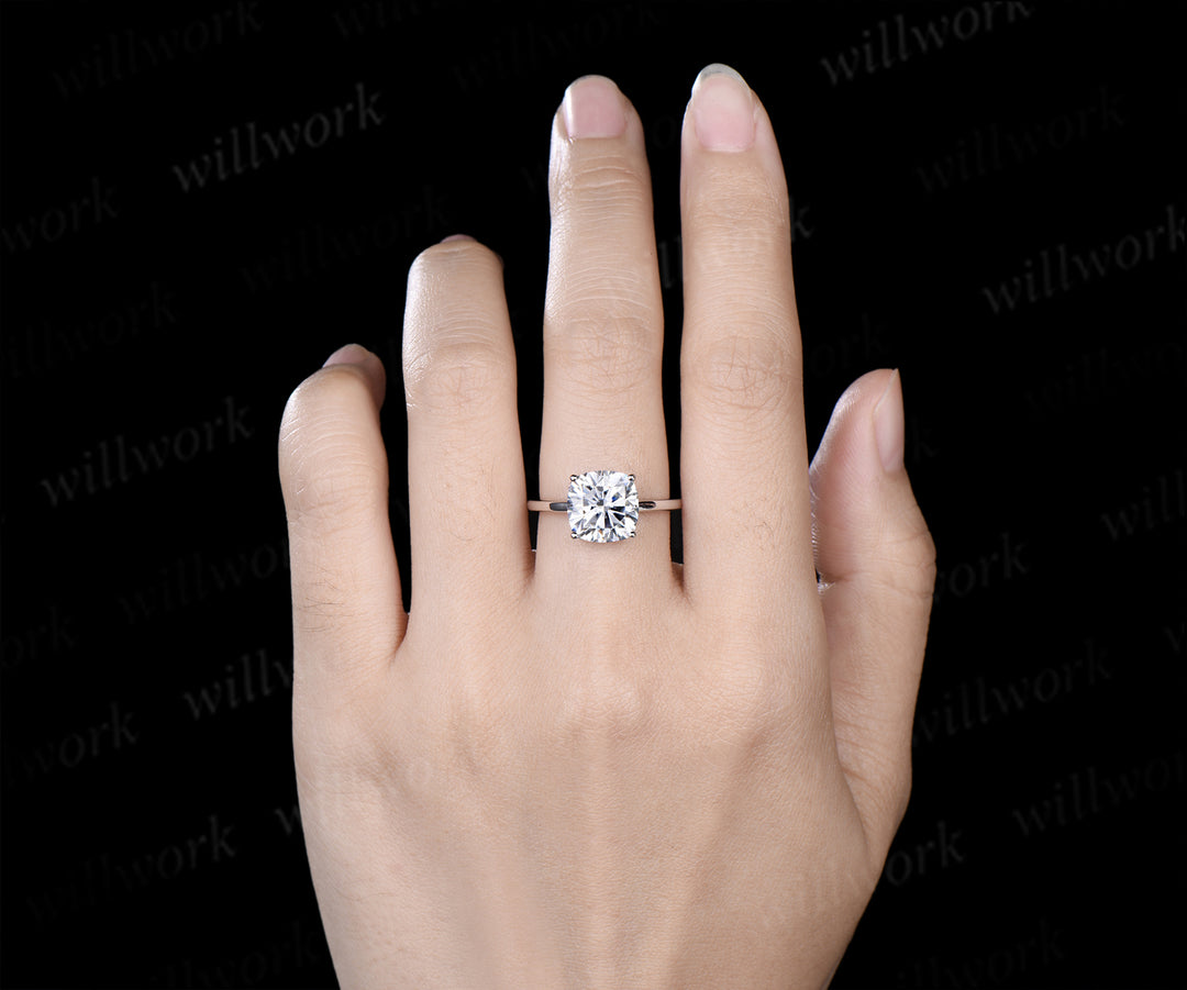 9mm cushion cut moissanite engagement ring classic solitare 4 prong wedding ring for women