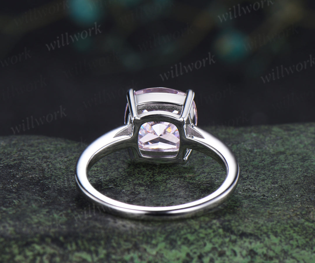 9mm cushion pink cubic zirconia engagement ring solitare wedding ring for women jewelry gifts for her