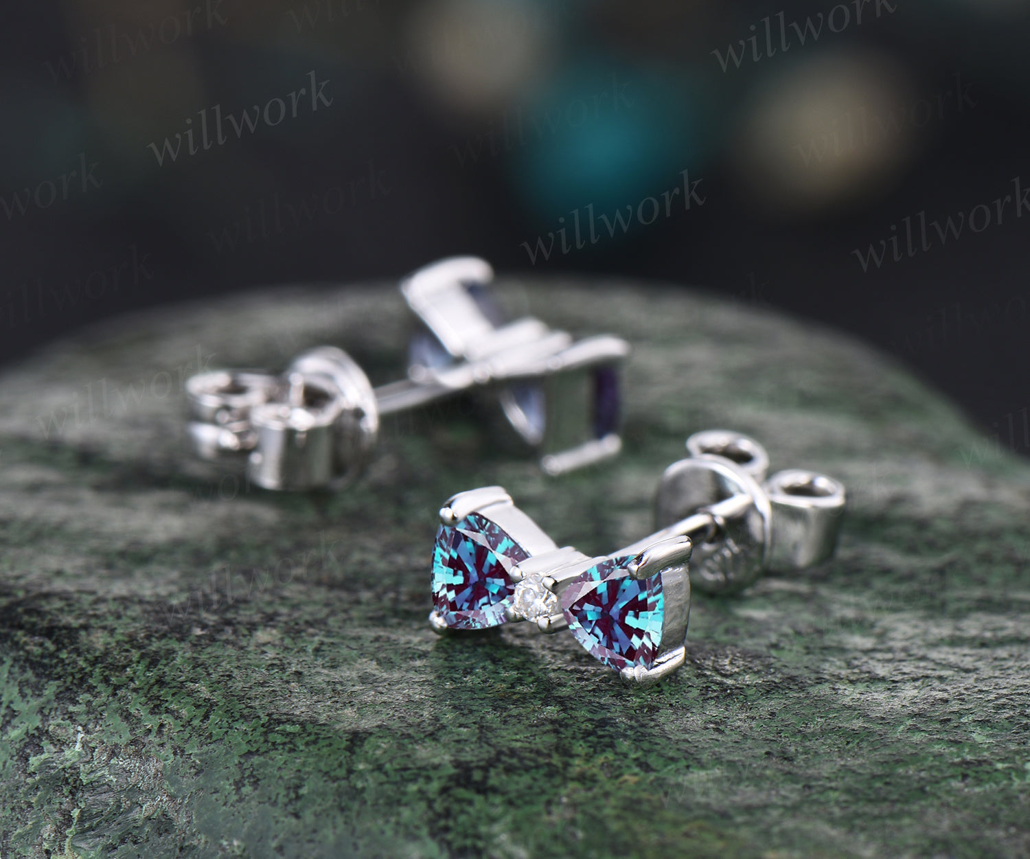 Sterling Silver Natural Alexandrite & 1/6 CTW Natural Diamond Earrings -  86950:6078:P