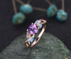 Unique Round Cut February Birthstone Natural Amethyst Engagement Ring Art Deco Blue Topaz Five Stone Ring Vintage Twisted Split Shank Ring