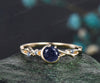 Galaxy Round Cut Blue Sandstone Engagement Ring June Birthstone Alexandrite Twisted Split Shank Ring Moon Star Wedding Ring Promise Jewelry