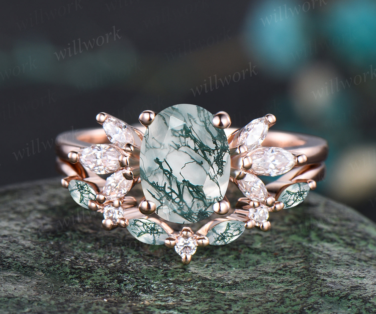 Tsavorite Diamond Ring 14K Gold Engagement Ring Wedding Ring Color - Ruby  Lane