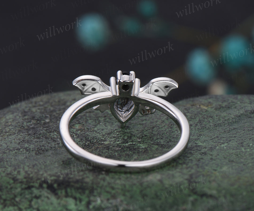 Handmade Bridal Ring/ 5x7mm Oval Natural Black Rutilated -  Finland