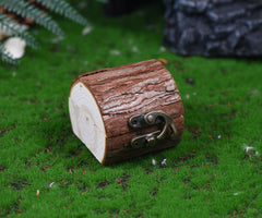 Rustic Bark Texture Wooden Jewelry Box with Vintage Metal Clasp