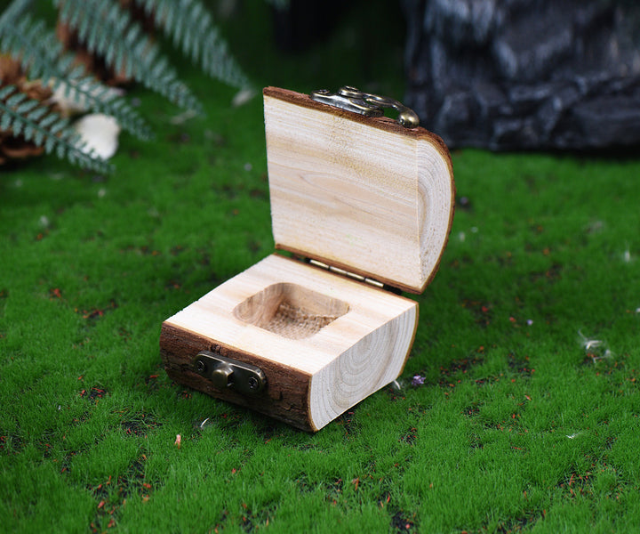 Rustic Bark Texture Wooden Jewelry Box with Vintage Metal Clasp