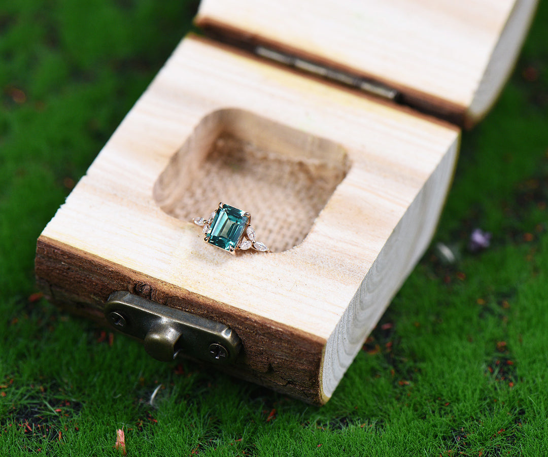 Rustic Bark Texture Wooden Jewelry Box with Vintage Metal Clasp