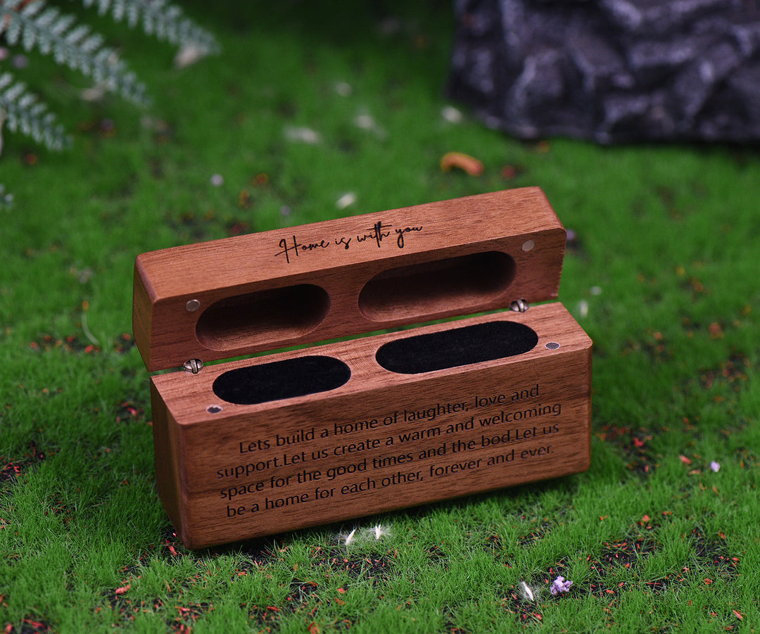 Customizable Wooden Jewelry Box with Engraved Heartfelt Message