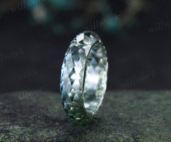 Briolette cut green moissanite wedding band mens full eternity unique bridal engagement ring women for him husband