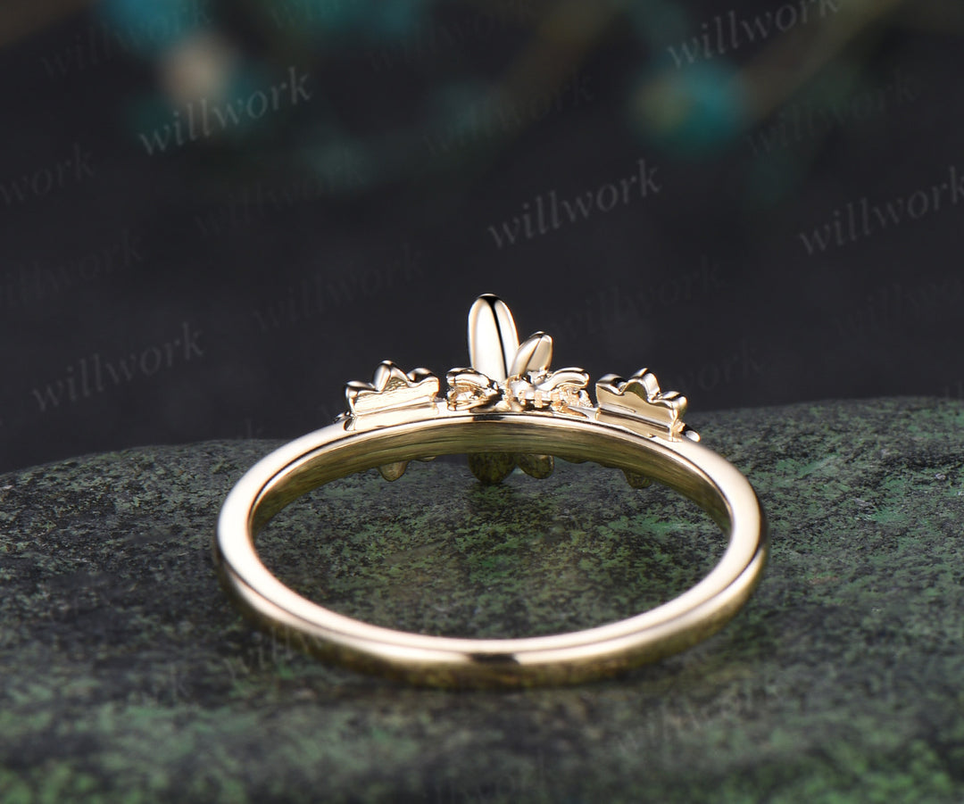 Unique tiny bee sapphire alexandrite ring solid 14k yellow gold toi et moi ring bumble bee floral ring couple bff gifts