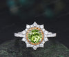 1ct round cut peridot ring double halo citrine unique Engagement Ring 18k white gold wedding ring women