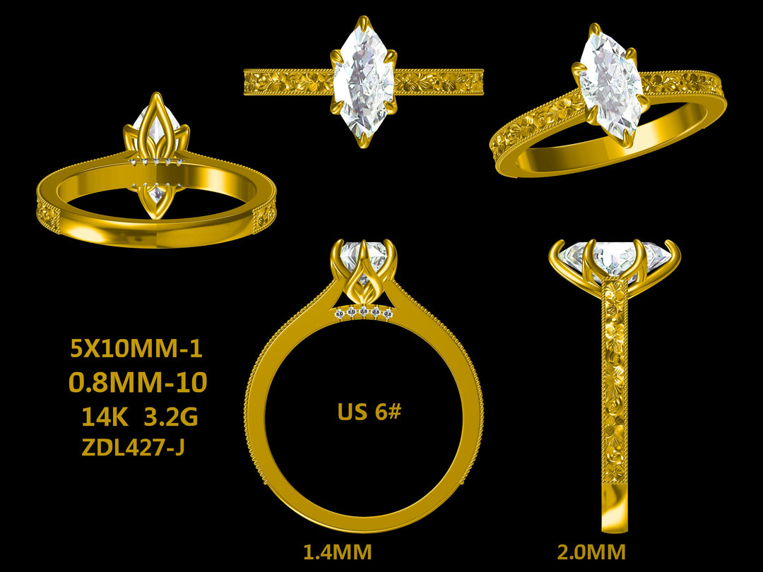 Custom order for Katie Curnutt(1pc engagement ring, 18k yellow gold, ring size 5)