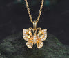 Dainty Butterfly Yellow Crystal Necklace Pear Natural Citrine Pendant Nature Inspired Solid Gold November Birthstone Wedding Gift For Her