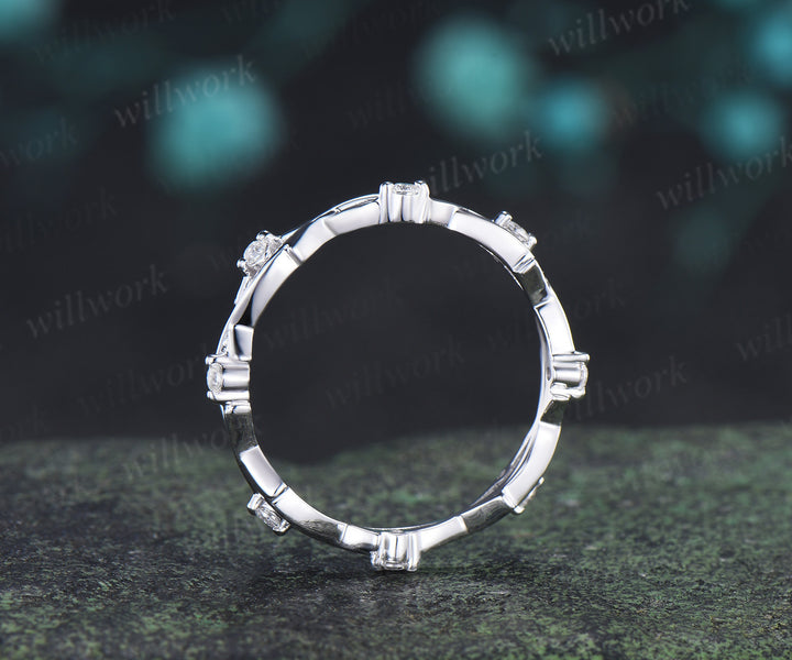 Full Eternity Twig Branch Diamond Wedding Band Twisted Stacking Ring Nature Inspired Wedding Ring for Women