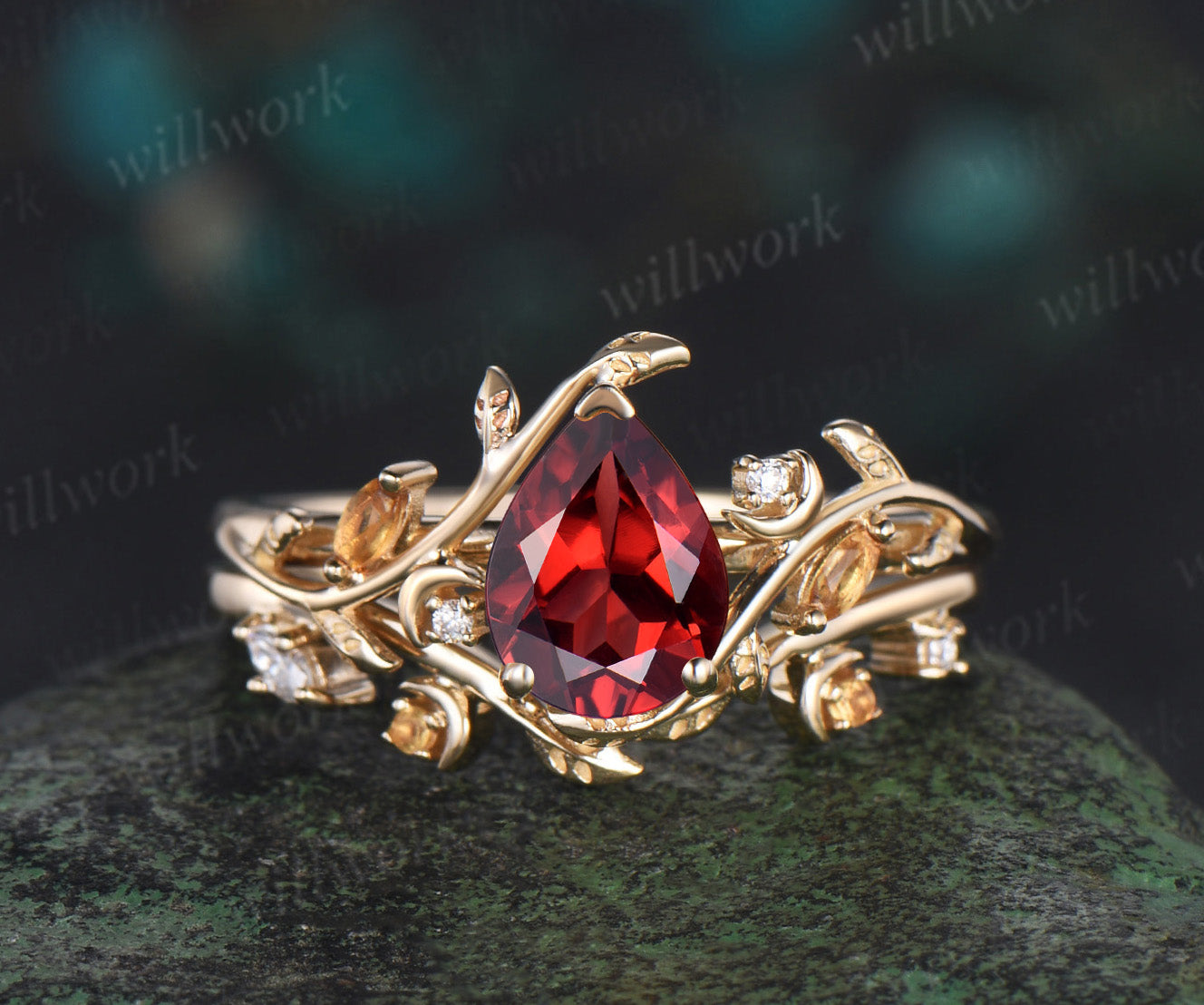 Antique outlets Vintage Solid 10K Yellow Gold Red Garnet White Pearl Ring Size 7