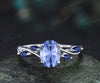 Oval Firework Cornflower Blue Sapphire engagement ring marquise twisted infinity wedding ring jewelry
