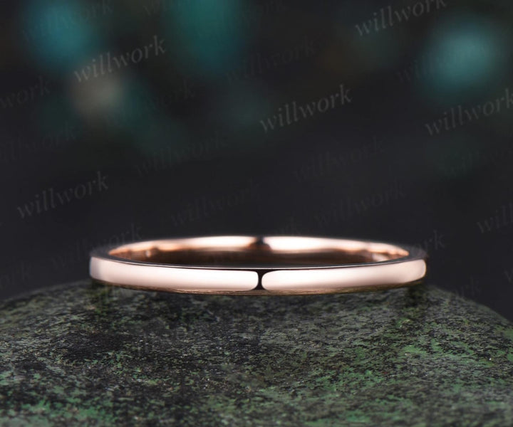 ONLY the plain gold wedding band-handmade 14k Rose gold ring-Stacking band-Full eternity ring