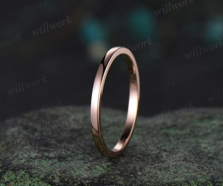 ONLY the plain gold wedding band-handmade 14k Rose gold ring-Stacking band-Full eternity ring