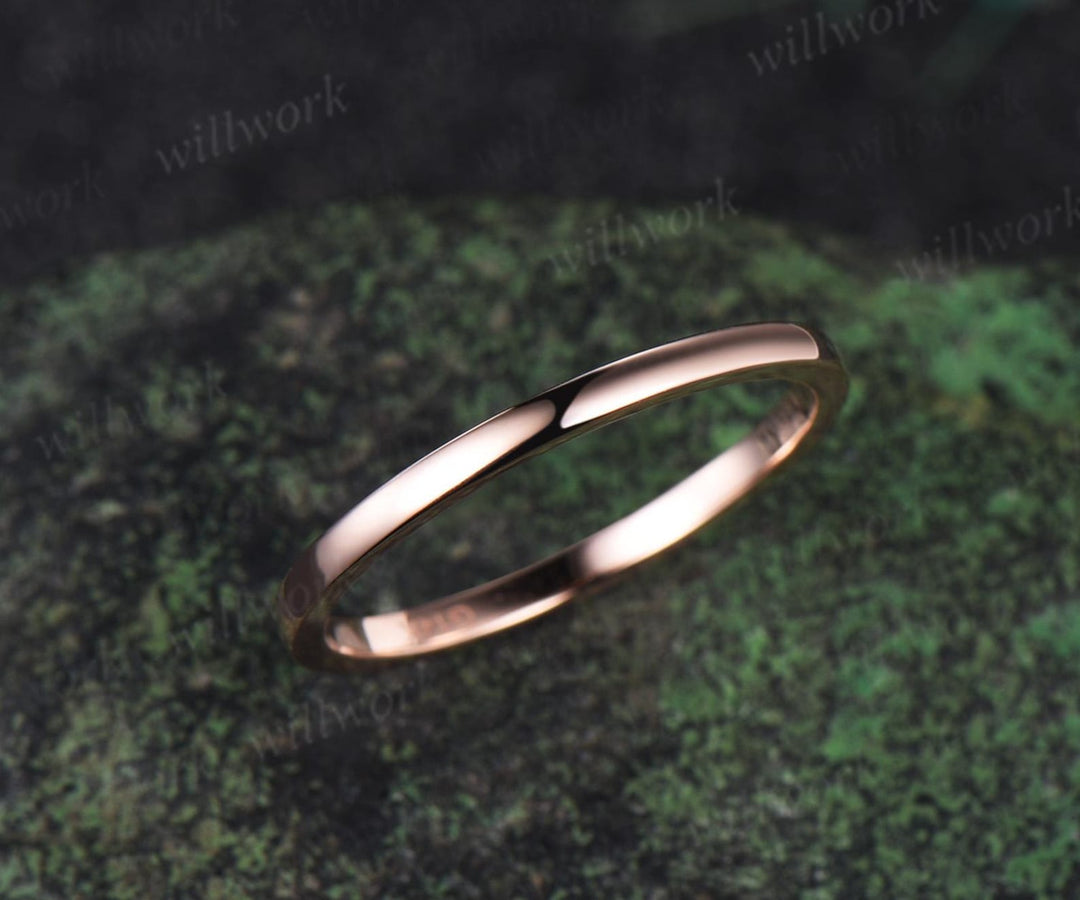 ONLY the plain gold wedding band-handmade 14k Rose gold ring-Stacking band-Full eternity ring