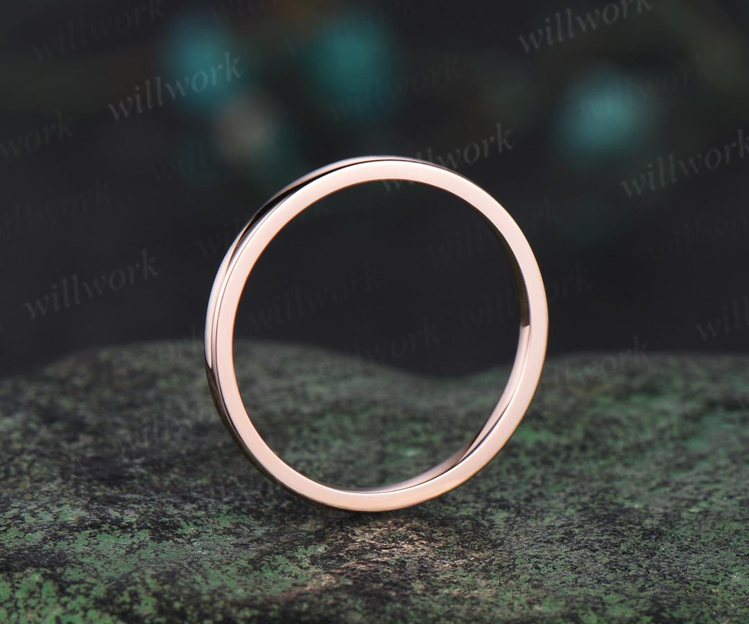 ONLY the plain gold wedding band-handmade 14k Rose gold ring-Stacking band-Full eternity ring