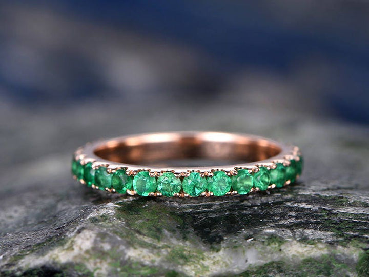 Natural tsavorite ring tsavorite wedding ring band 14k rose gold full eternity antique matching band gift bridal engagement promise ring